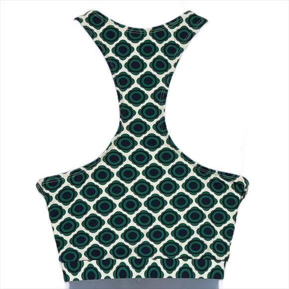Racer Back Tankini Swimsuit Top with Geo in Green and Blue Size XS - Picture 3 of 5